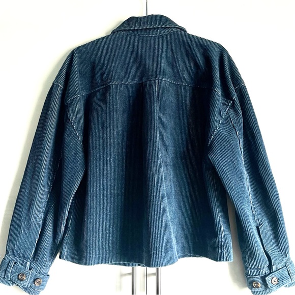 Avec Les Filles Relaxed Corduroy Shacket In Blue Size M NWT - Picture 2 of 16